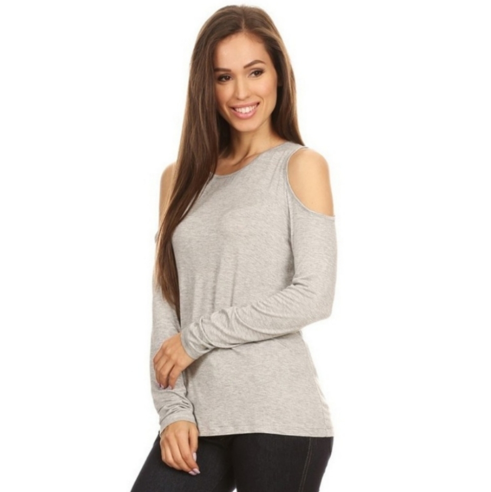 Long sleeve cold shoulder top